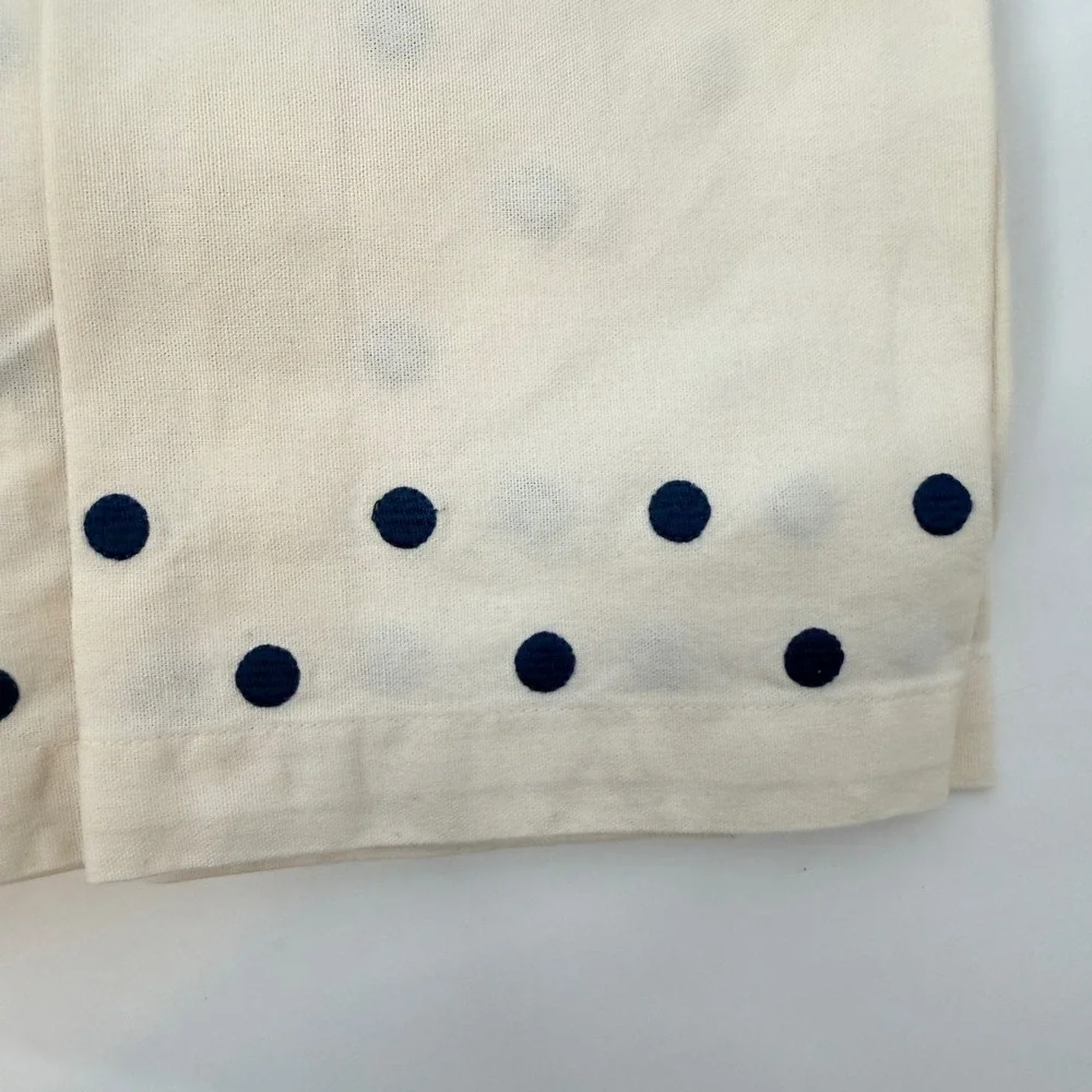 Pottery Barn Navy Blue Polka Dot Embroidered Cream Cotton Napkins Set 10‎ 20x20